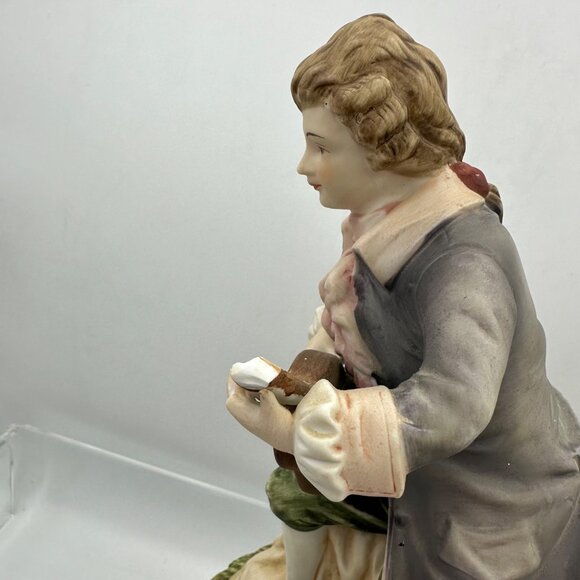 Vintage Lefton China Hand Painted Figurine KW 6414 Musician Lute Guitar Bisque - Picture 11 of 16